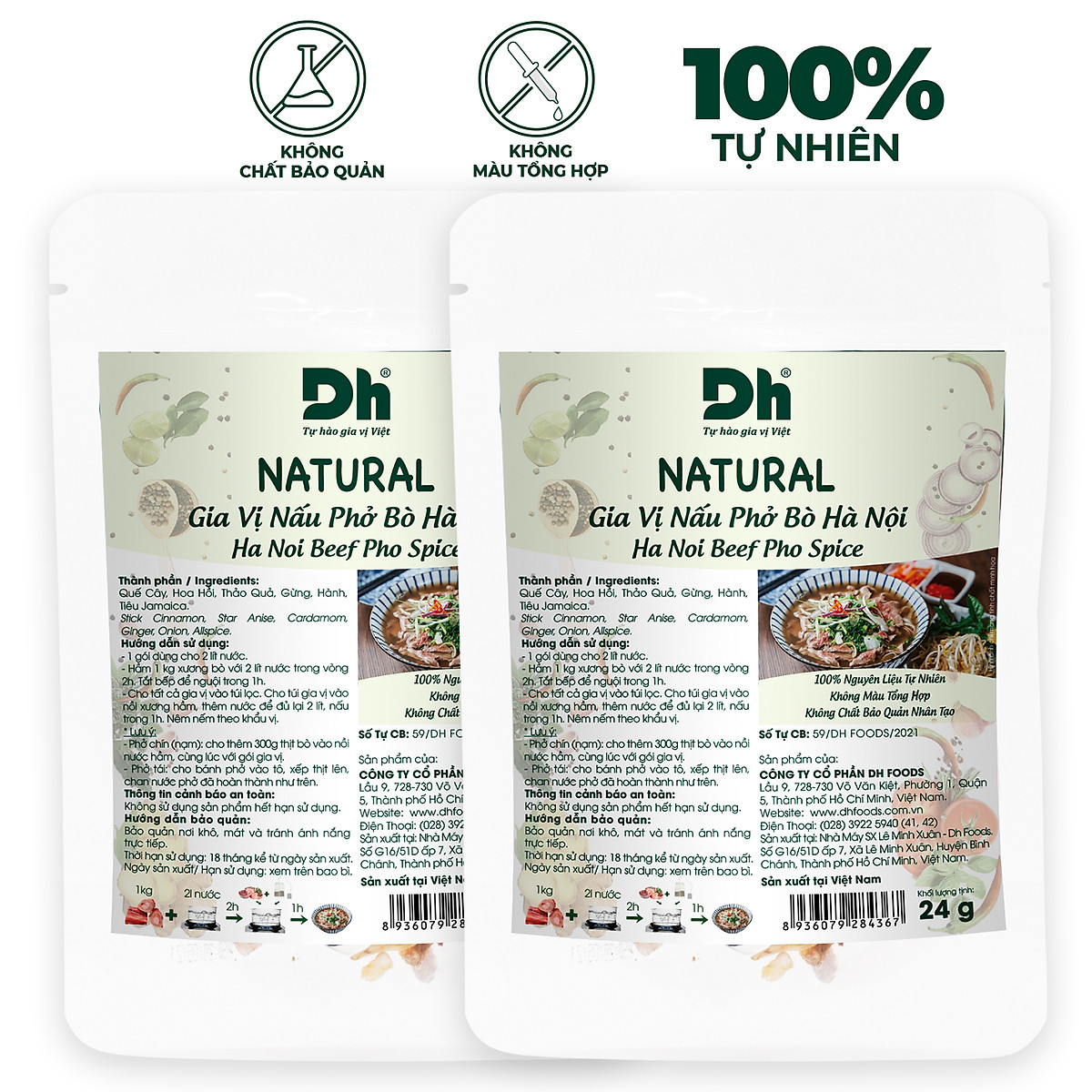 Hộp Gia Vị Nấu Phở - Bún Bò Dh Foods - Set 6 sản phẩm gia vị nấu phở và bún bò - gia vị Phở Bò Hà Nội, Phở Gà và Bún Bò Huế
