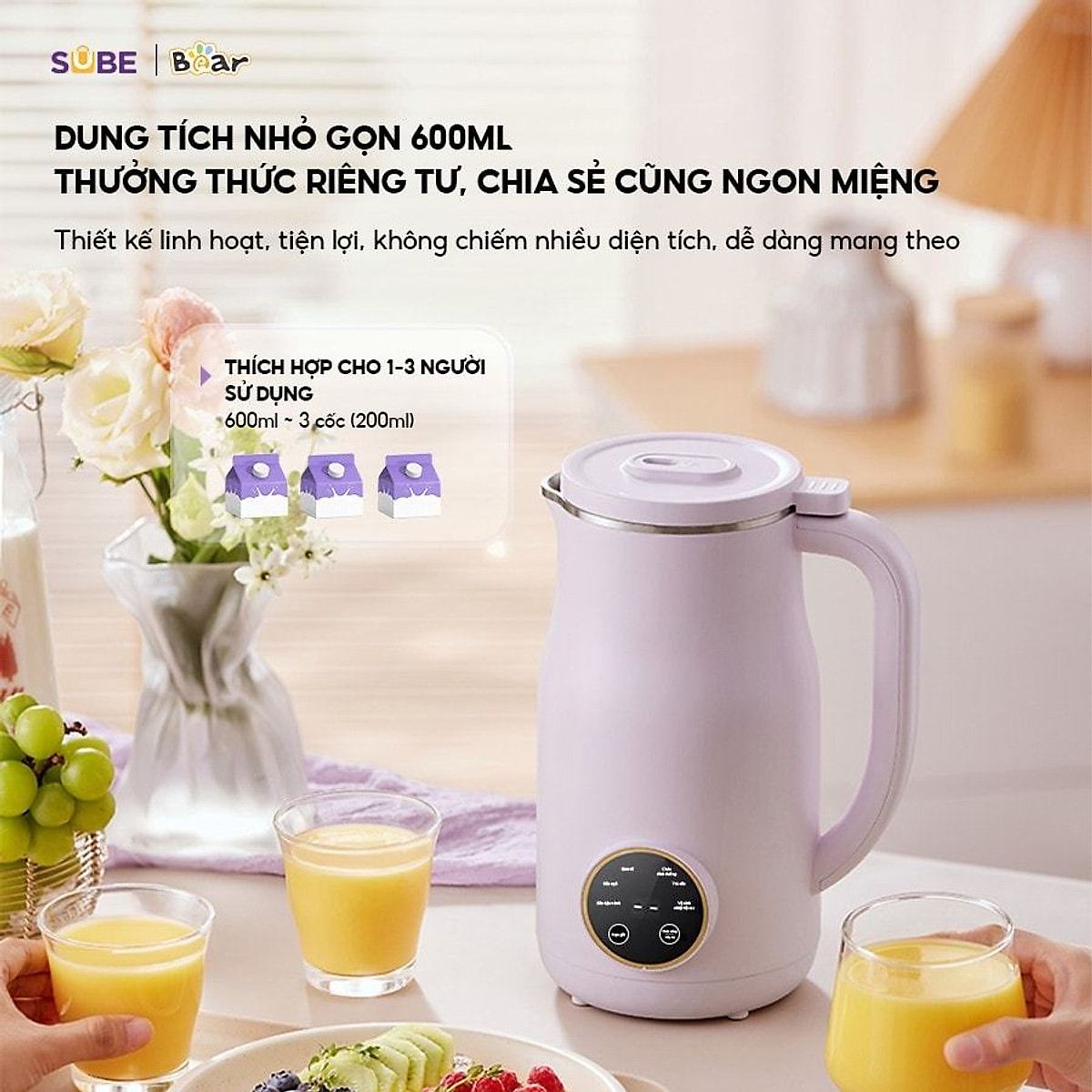 Máy làm sữa hạt Bear 0,6L SB-SH06D 0.6L 500W (Bản Quốc Tế) - Hàng chính hãng
