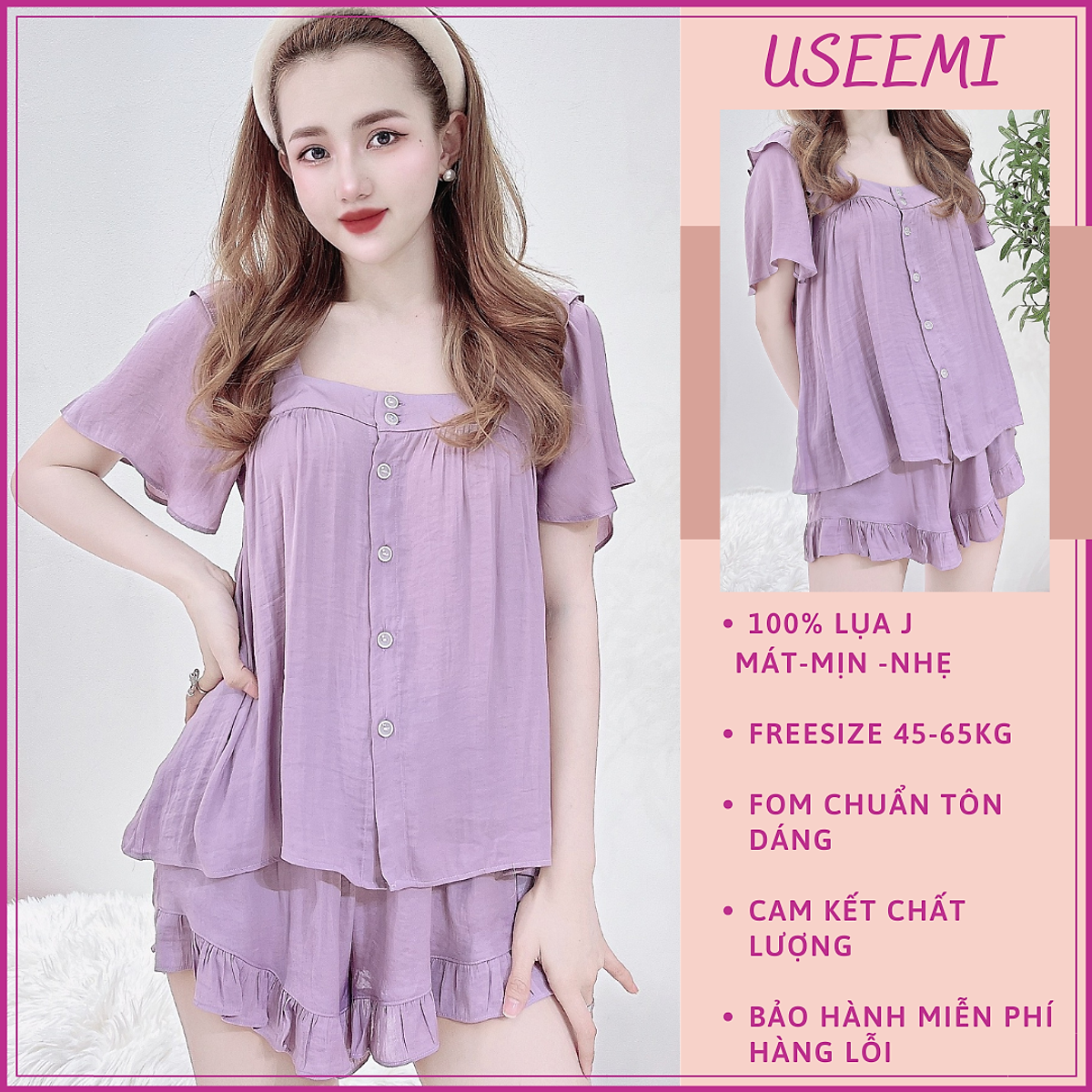 Mua Đồ Bộ Ngắn Mặc Ở Nhà Nữ Chất Lụa/Lanh/Tole USEEMI - Bộ Quần Áo Ngủ Nữ Tay Cánh Tiên Mặc Mùa Hè, Bảng Màu Sang Chảnh - MN045005 - Freesize từ Mua Đồ Bộ Ngắn Mặc Ở Nhà Nữ Chất Lụa/Lanh/Tole Useemi - Bộ Quần Áo Ngủ Nữ Tay Cánh Tiên Mặc Mùa Hè, Bảng Màu Sang Chảnh - Mn045005 - Freesize Từ