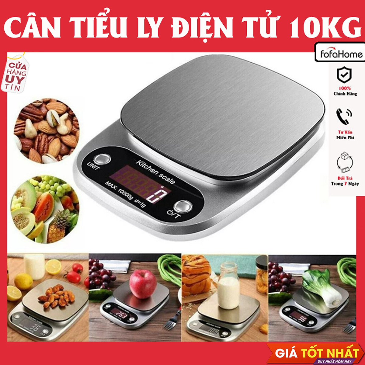 Cân Tiểu Ly Điện Tử Nhà Bếp Mini Định Lượng 1g - 10kg, Cân Tiểu Li Làm Bánh Độ Chính Xác Cao
