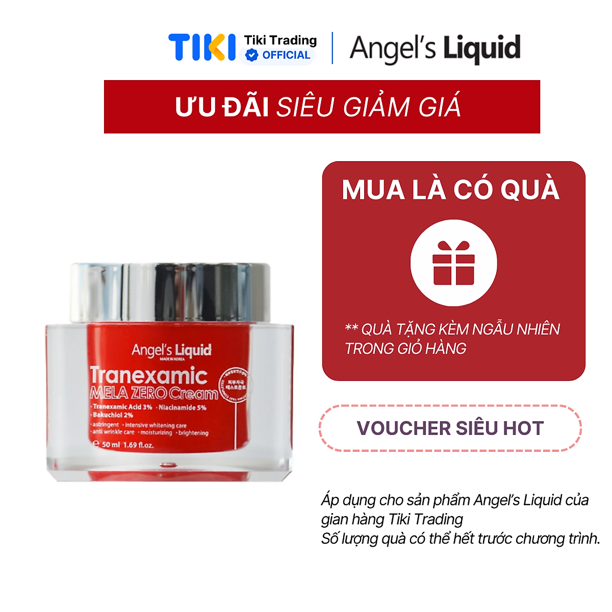 Kem Dưỡng Giảm Thâm Nám Chuyên Biệt Angel's Liquid Tranexamic Mela Zero Cream 50ml