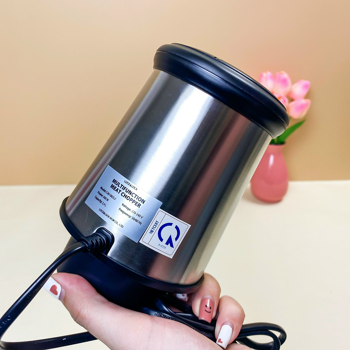 Máy Xay Thịt Cao Cấp Lock&Lock Meat Chopper EJM186SLV Công Suất 400w- 2,4L - Hàng Chính Hãng