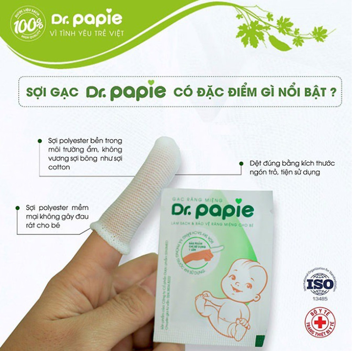 Gạc Rơ Lưỡi, Vệ Sinh Răng Miệng Cho Bé Dr Papie (1 hộp 30 gói)