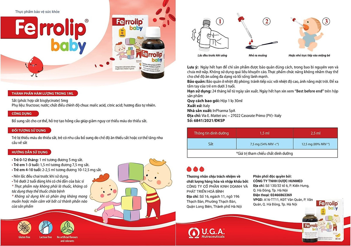 FERROLIP BABY – SẮT HỮU CƠ NHỎ GIỌT NHẬP KHẨU CHÂU ÂU - 30ml DÀNH CHO BÉ TỪ SƠ SINH