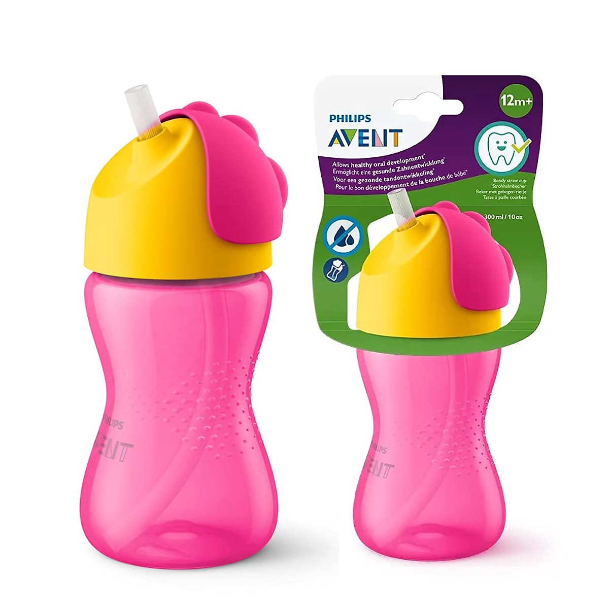 Bình tập uống Philips Avent cho bé 12 tháng - có ống hút - nhựa PP 300ml
