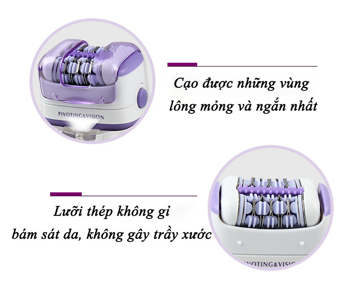 Máy cạo tẩy lông đa năng 2in1 Kemei KM-2668 dùng pin sạc tiện lợi dùng để cạo lông, nhổ lông, wax lông toàn thân ( Giao màu ngẫu nhiên )