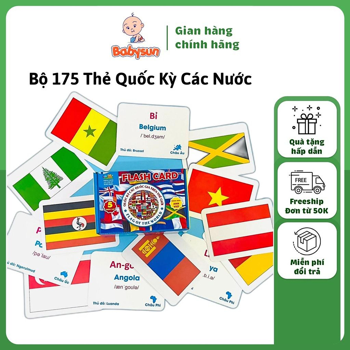 Bộ thẻ flashcard cờ các nước trên thế giới học thông minh cho bé ...