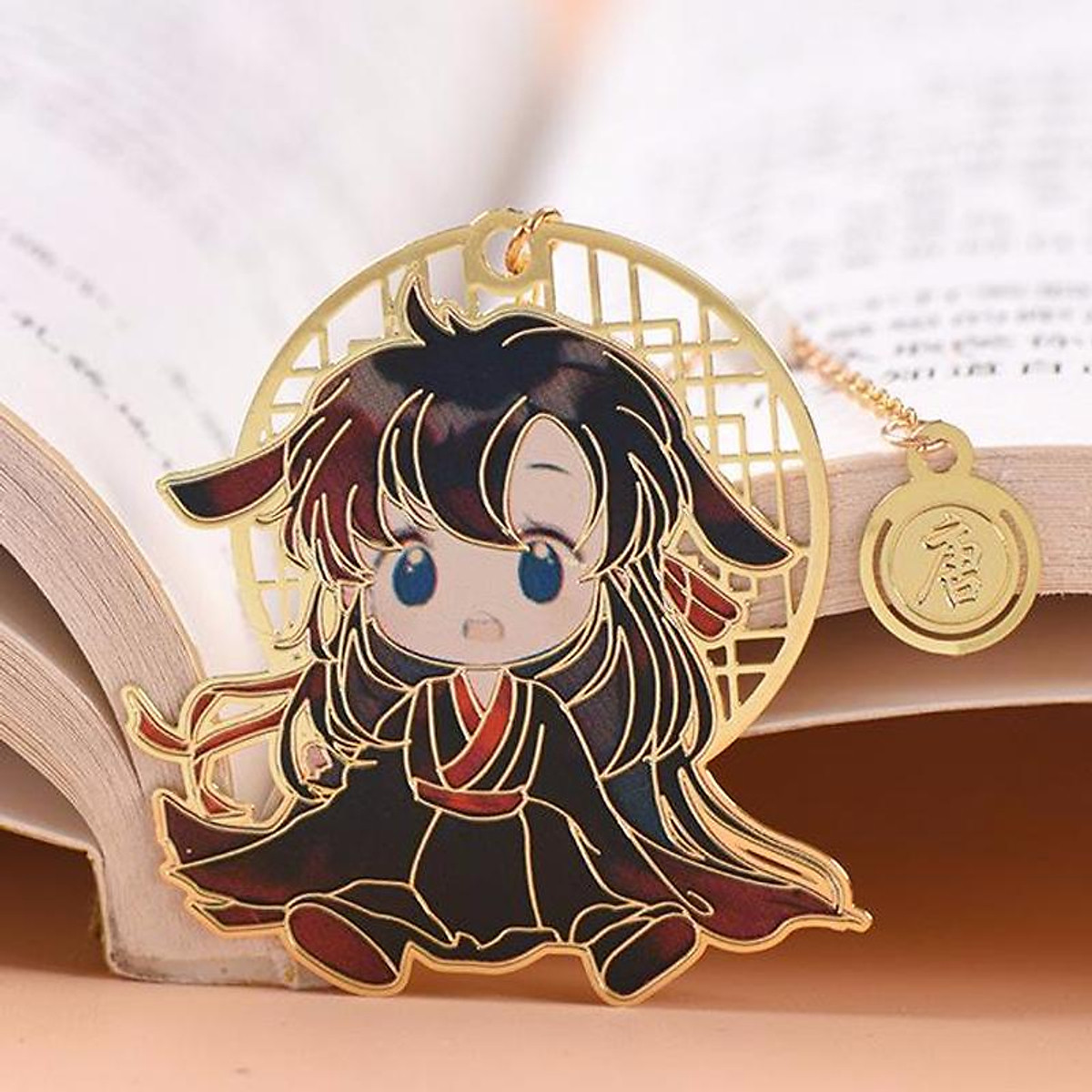 Bookmark kim loại mỏng THIÊN QUAN TỨ PHÚC MA ĐẠO TỔ SƯ HỆ THỐNG TỰ CỨU in màu anime chibi