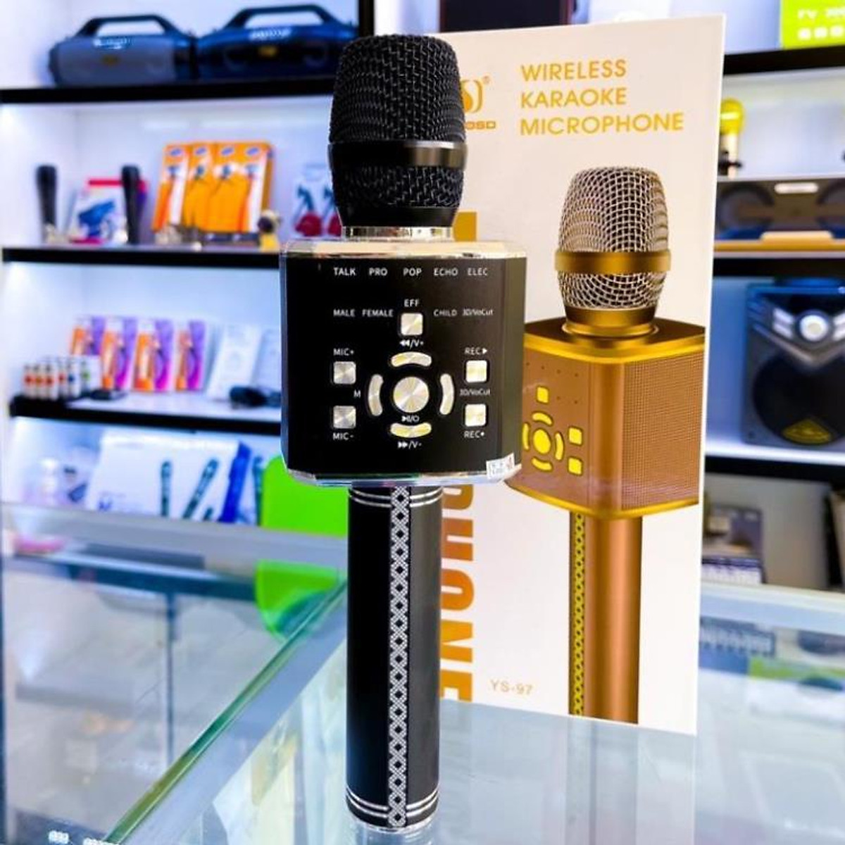Micro Kèm Loa Bluetooth Karaoke YS97 Tích Hợp Loa Bass Trầm