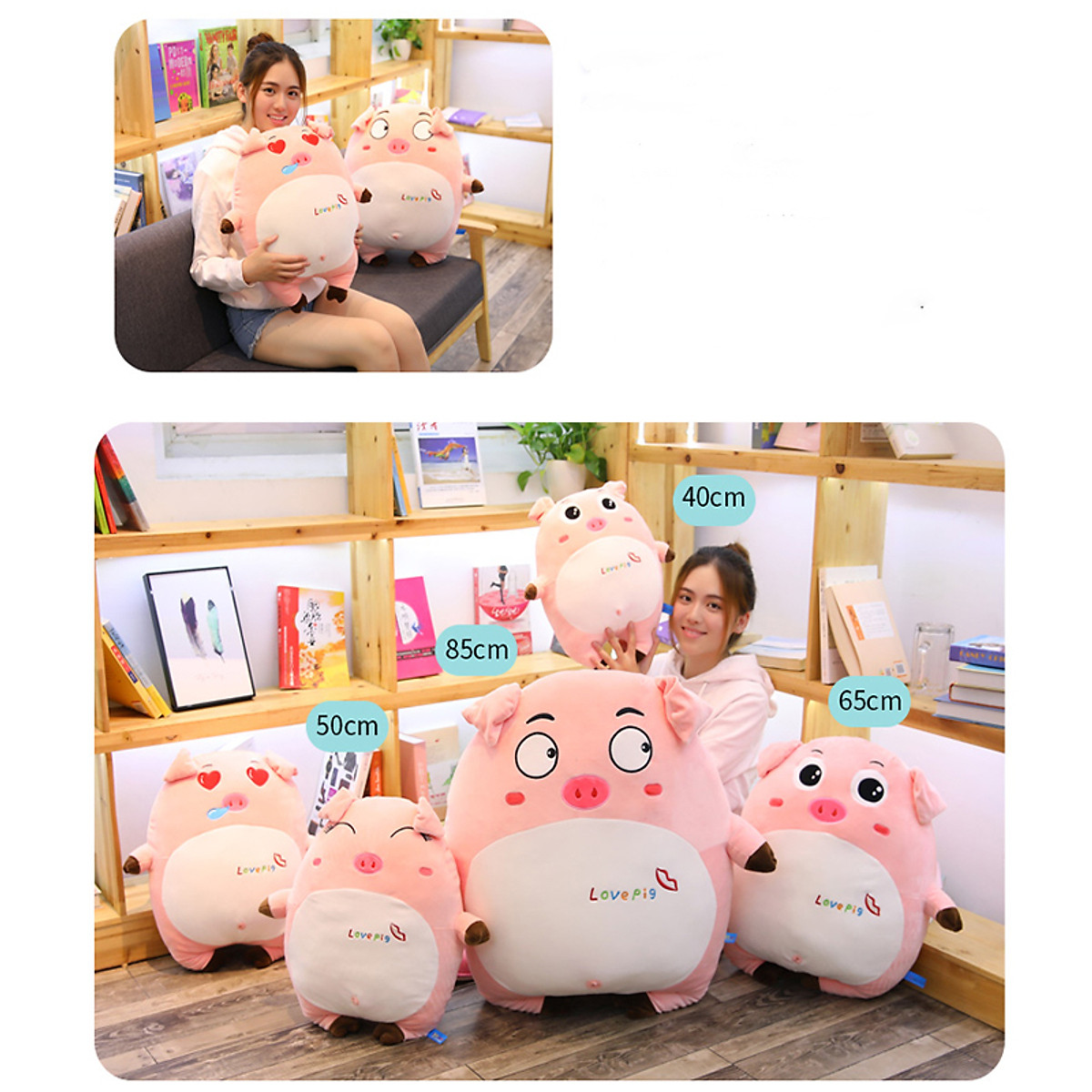 Gấu Bông Heo Mắt Tròn Niềm Vui Ngơ Ngác Love u - Màu Hồng 40cm Gấu Bông Heo Mắt Tròn Niềm Vui Ngơ Ngác Love U - Màu Hồng 40Cm
