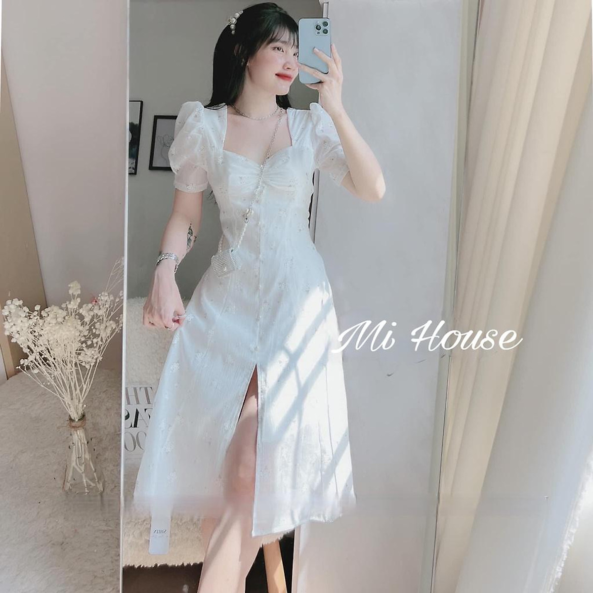 Đầm xẻ tà hoa nhí - Đầm xẻ tà đi biển dành cho nữ