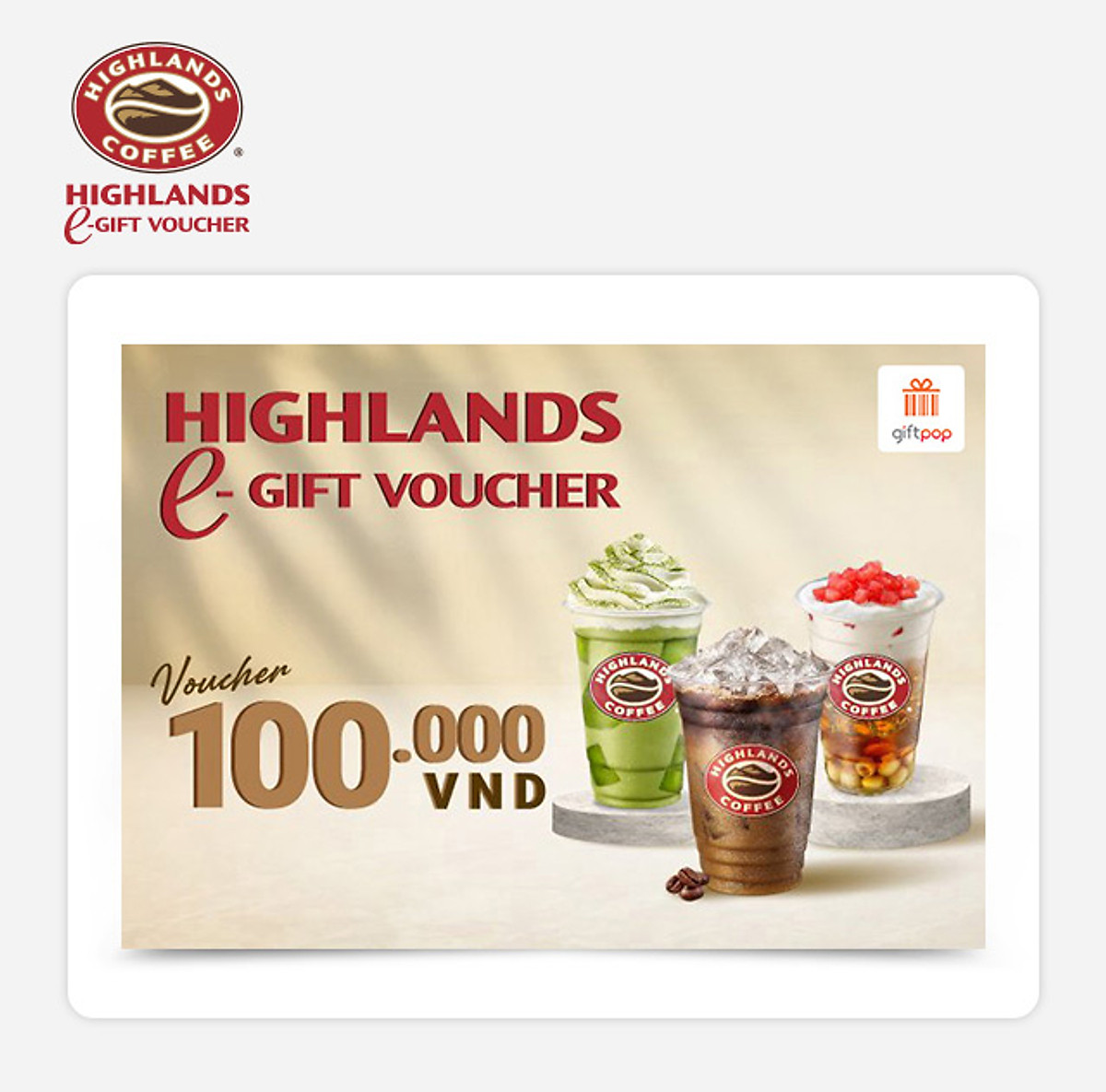 Mua Giftpop Evoucher Highlands Coffee 100K