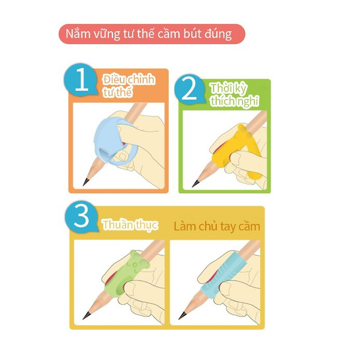 Dụng cụ hỗ trợ cầm nắm bút cho học sinh Deli - 4 chiếc - 69358 / 69357