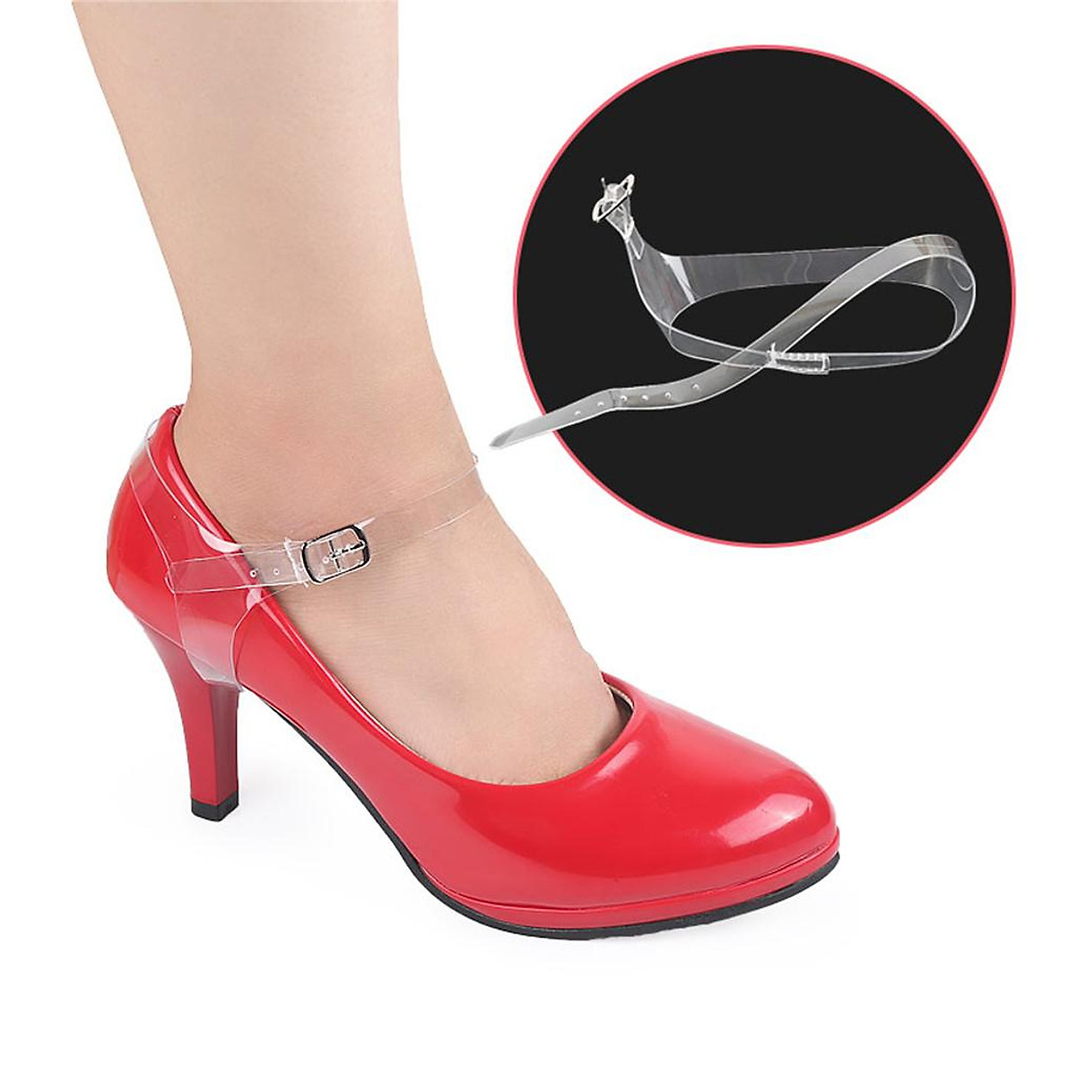2 Pair Women's Transparent Invisible Shoe Straps Hold Loose High Heel Shoes