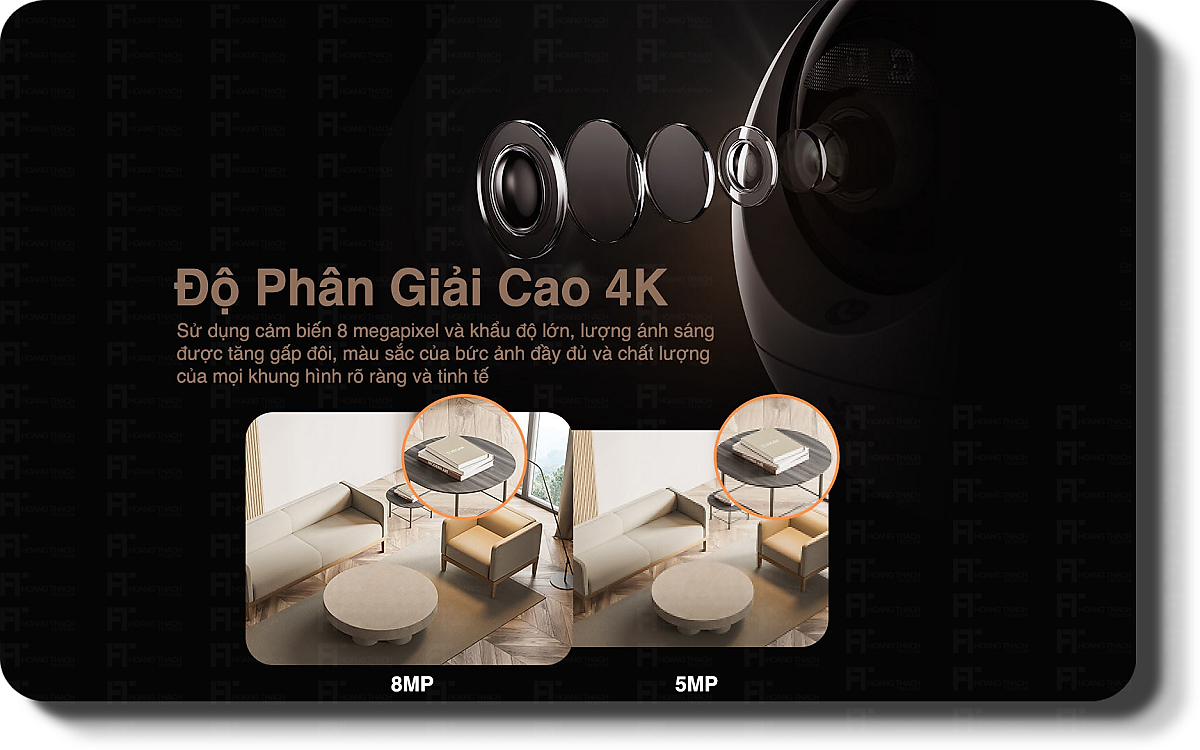Camera Wifi Ezviz C6C 8M - 4K Siêu Rõ Nét, Quay Quét 360 độ , Đàm thoại 2 chiều, Có màu ban đêm, Phát hiện người AI - hàng chính hãng