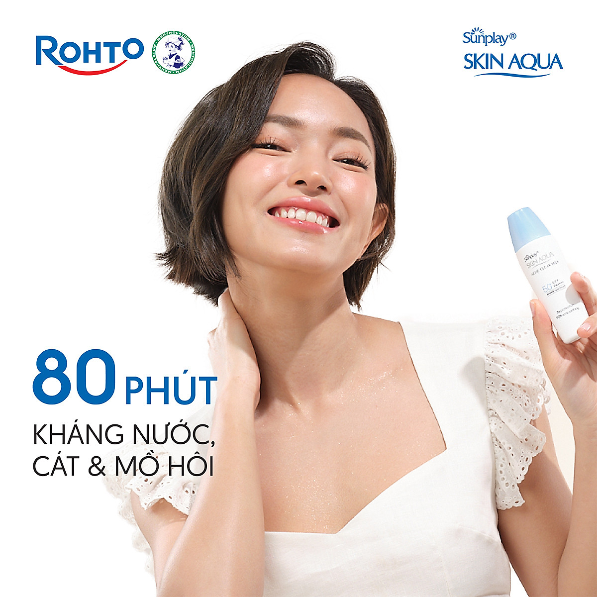 Kem chống nắng Skin Aqua cho da mụn, dạng sữa dùng hàng ngày Sunplay Skin Aqua Acne Clear Eco Việt Nam SPF 50, PA++++ 25g