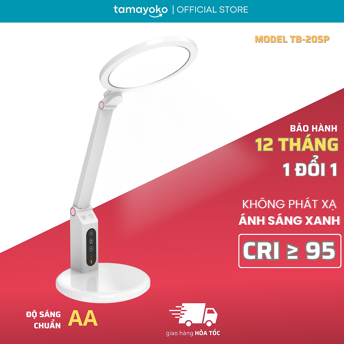 Đèn Bàn Học Chống Cận, Khử Ánh Sáng Xanh Tamayoko TB-20. Ánh Sáng Ổn Định Không Nhấp Nháy 3 Chế Độ Ánh Sáng Bảo Vệ Mắt