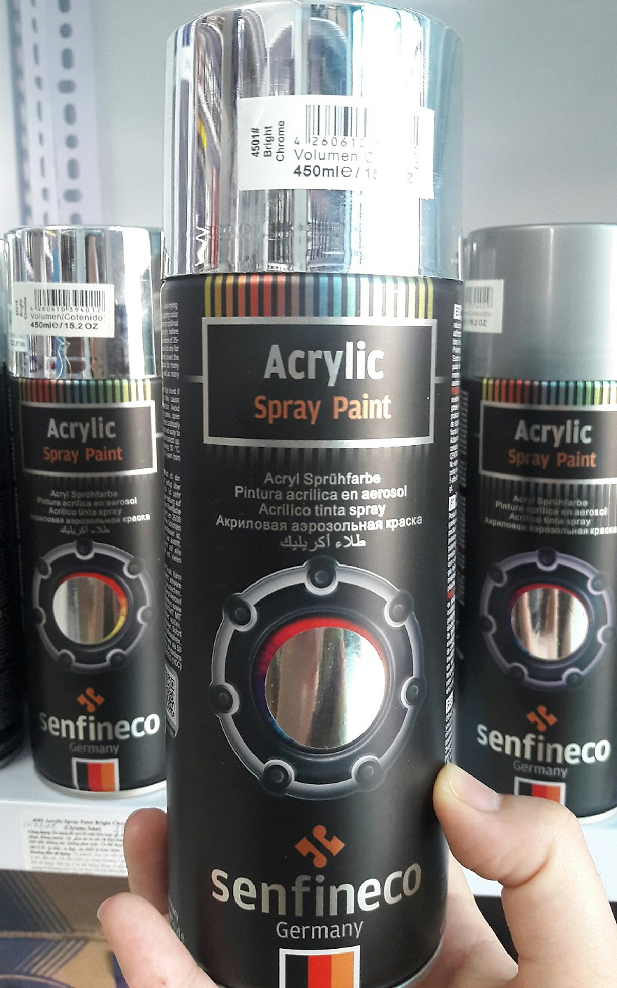 Chai xịt Sơn Acrylic Spray Paint Bright Chrome SENFINECO 4501 (400ml