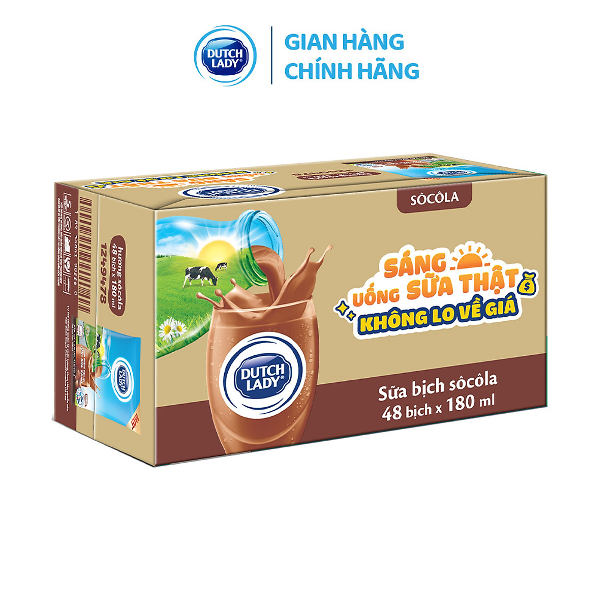Thùng 48 Bịch Sữa Tươi Tiệt Trùng Dutch Lady Cô Gái Hà Lan Hương Socola 180ml