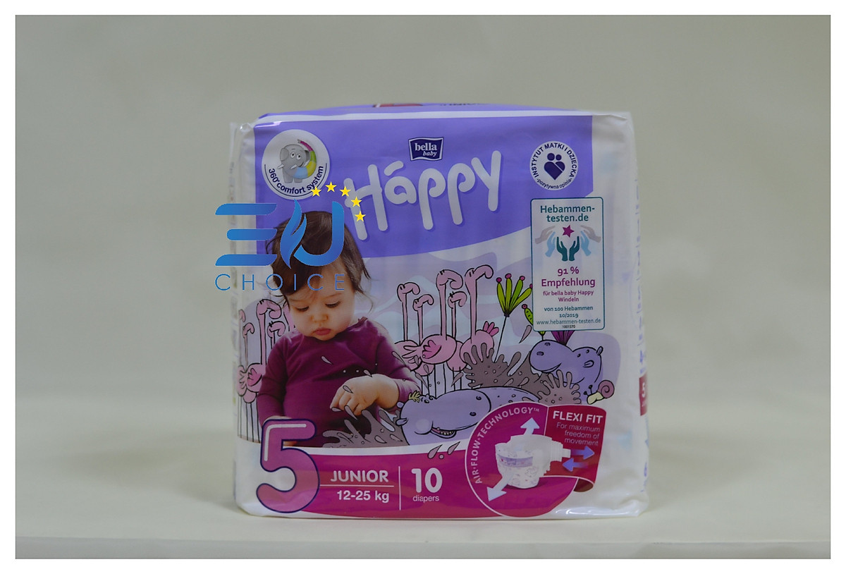Bỉm T5, tã dán cao cấp BELLA HAPPY nhập khẩu Pháp 42 miếng cho bé 12 - 25kg thoáng mát, thấm hút, chống tràn