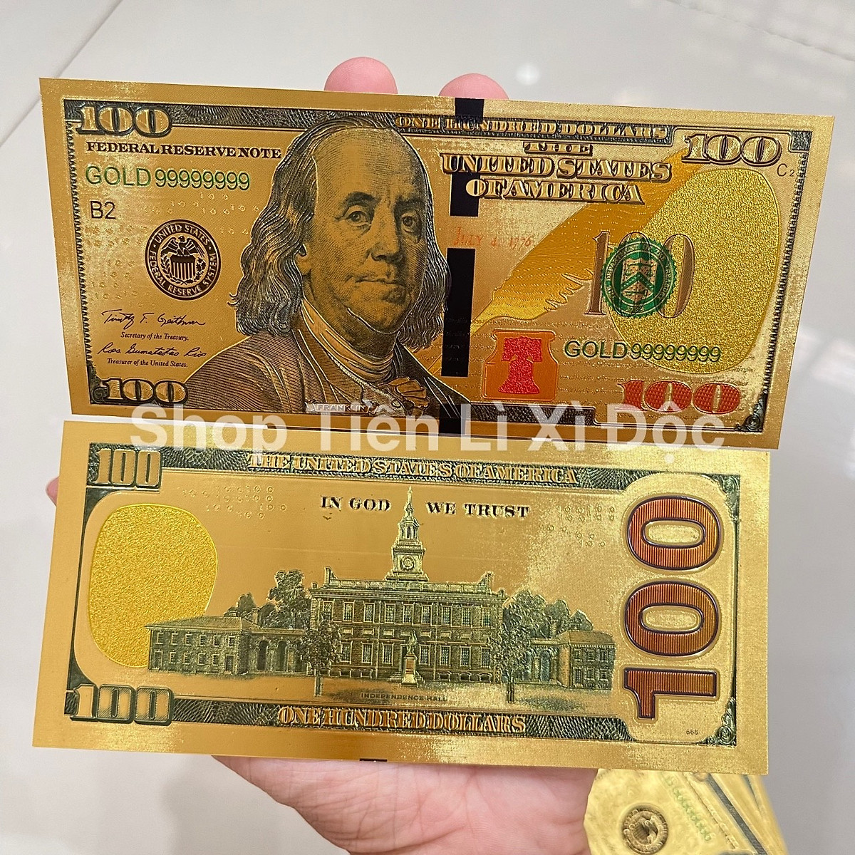 Tờ 100 Usd Plastic Mạ Vàng 3D Mẫu Mới, Qùa Tặng Phong Thuỷ