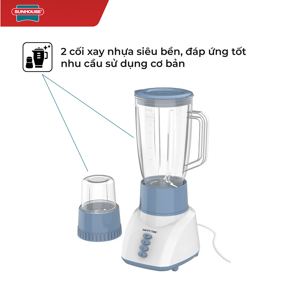 Máy Xay Sinh Tố Đa Năng Sunhouse HappyTime HTD5113G 350W - Hàng chính hãng