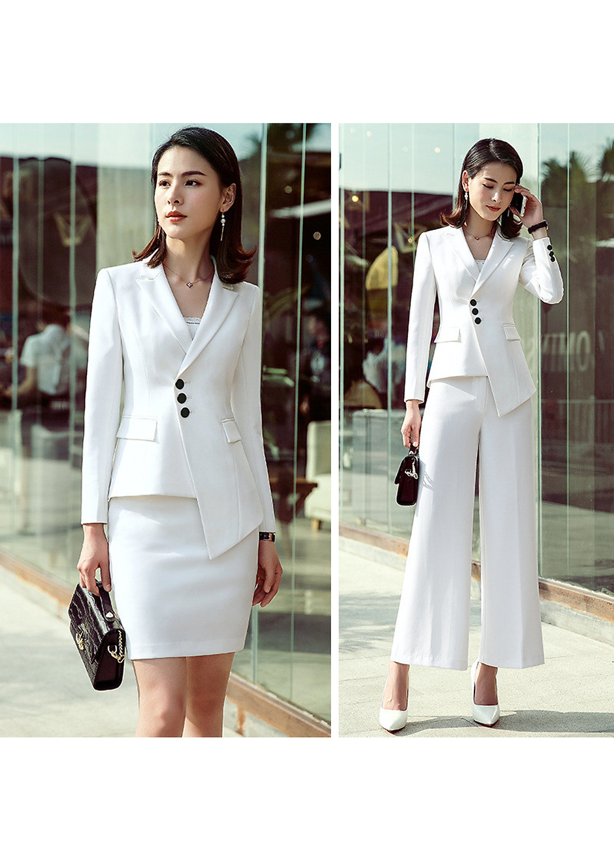 Set bộ đồ áo Vest nữ quần ống rộng cao cấp