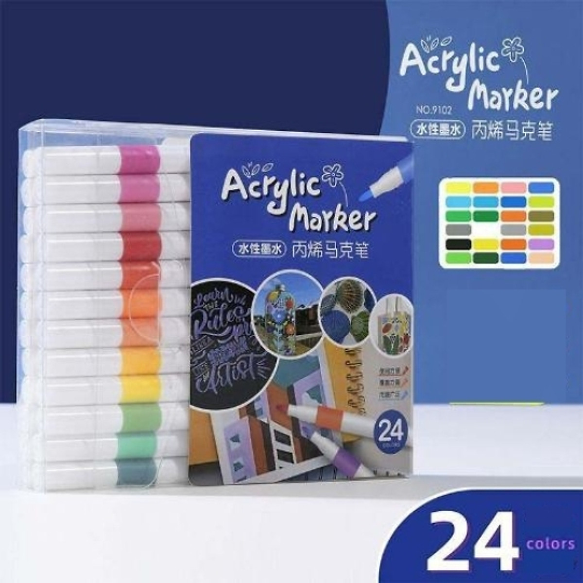 Bút Màu Acrylic Marker 12/24/36/48/ Màu Cao Cấp Bút Sơn Acrylic Chống Nước Vẽ Trên Mọi Chất Liệu Bề Mặt