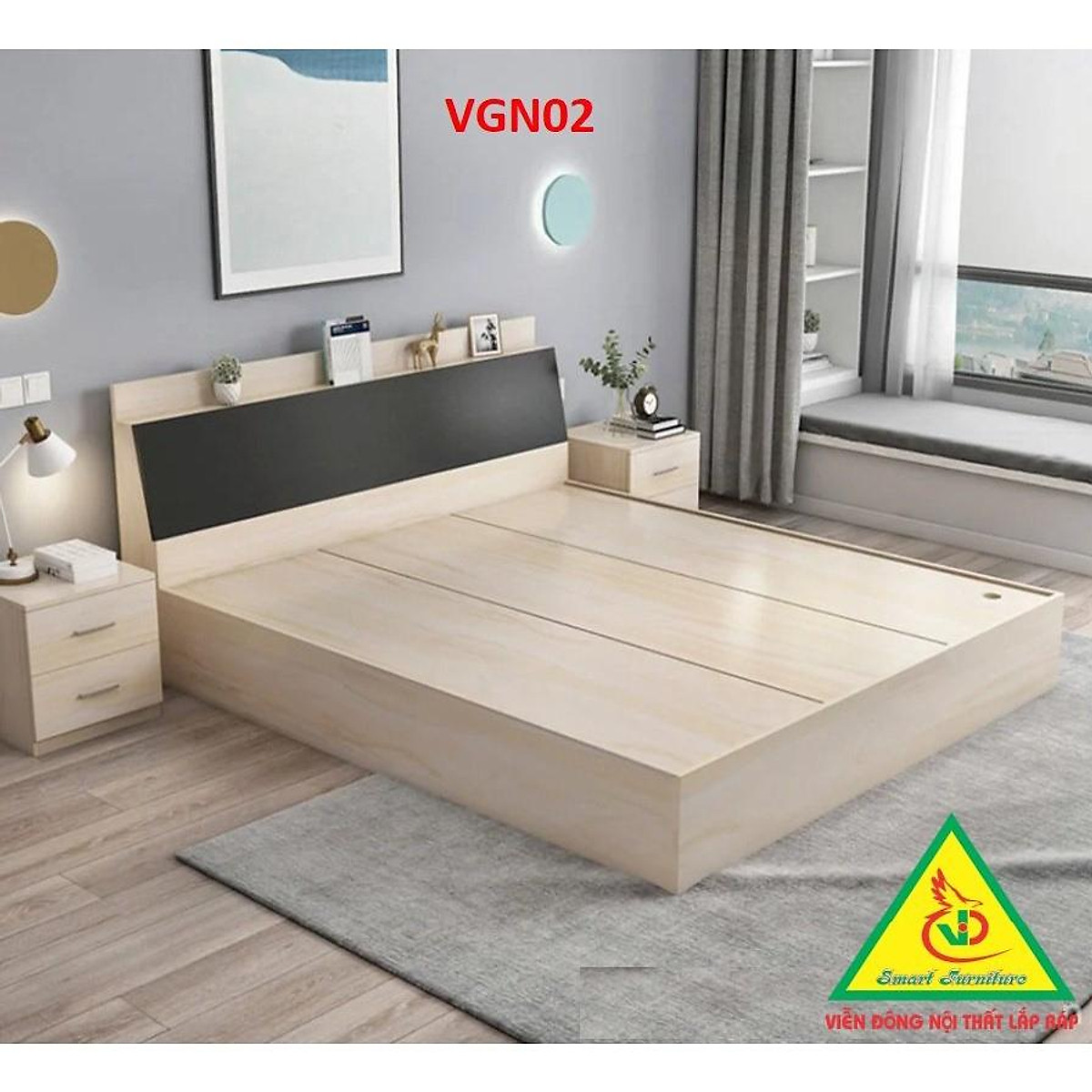 Giường ngủ gỗ MDF - kiểu dáng đơn giản hiện đại VGN02 - Nội thất ...