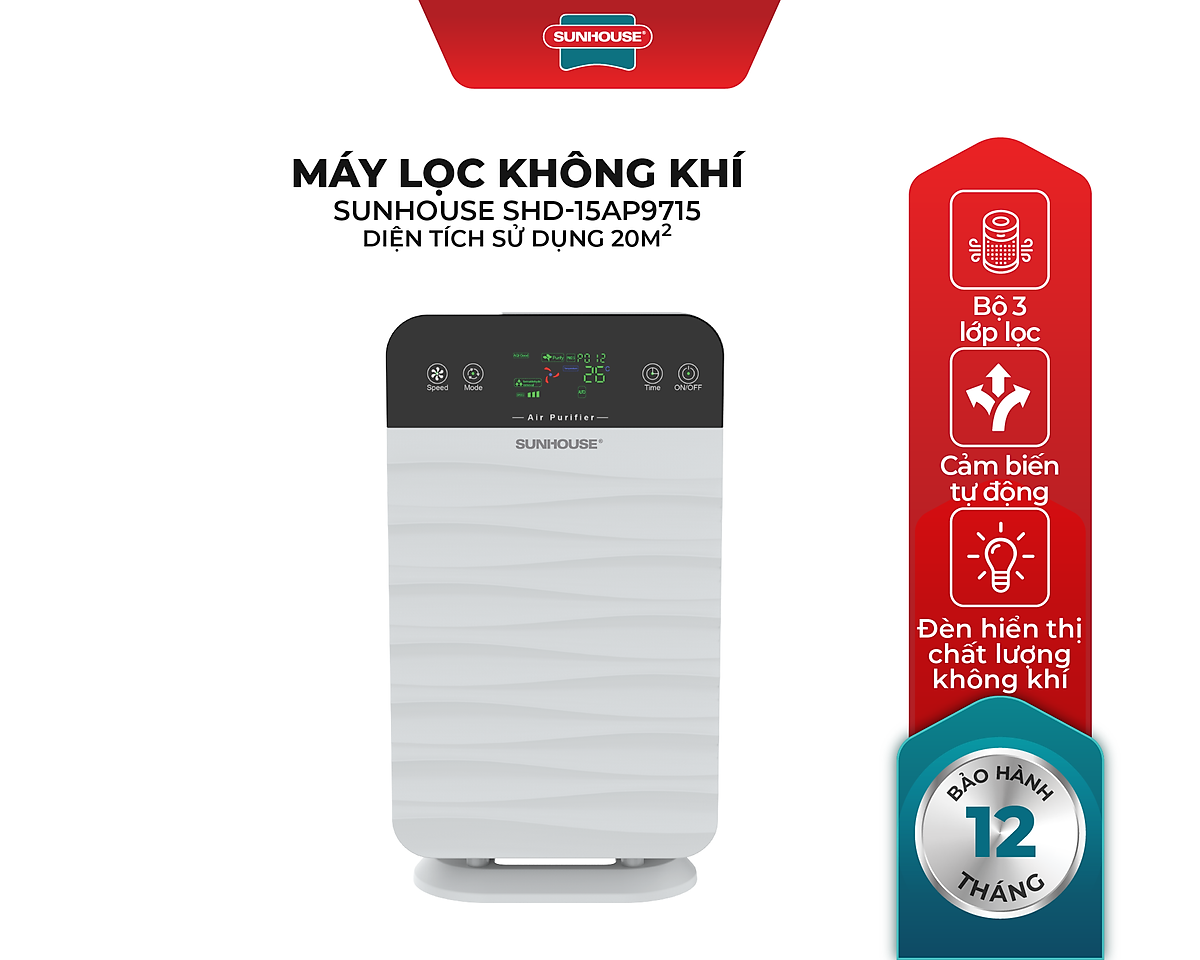 Máy lọc không khí SUNHOUSE SHD-15AP9715 (40W) - Hàng chính hãng