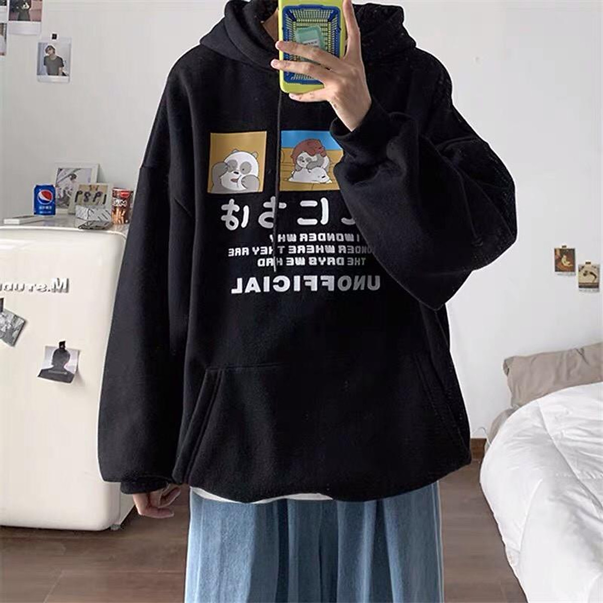 Áo Hoodie Gấu Panda Form rộng Unisex Nam Nữ Couple Chất Nỉ Bông Mịn In Đẹp Không Phai Tróc KUN