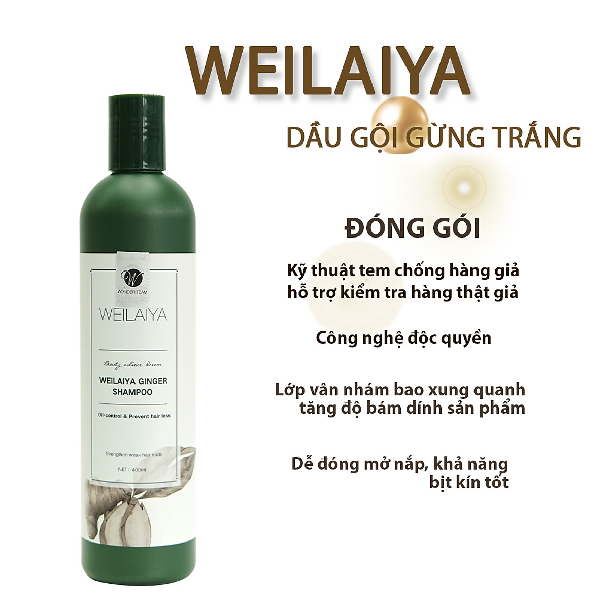 Dầu gội weilaiya tinh chất gừng ngăn rụng, kích thích mọc tóc 400ml | Đẹp Xinh | Tiki