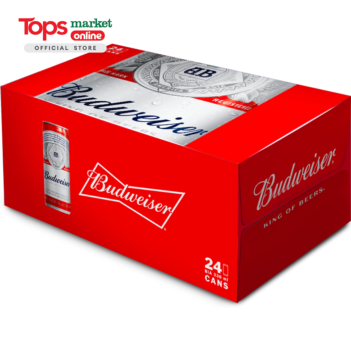 Thùng 24 Bia Budweiser Sleek Lon 330Ml - Bia, cider