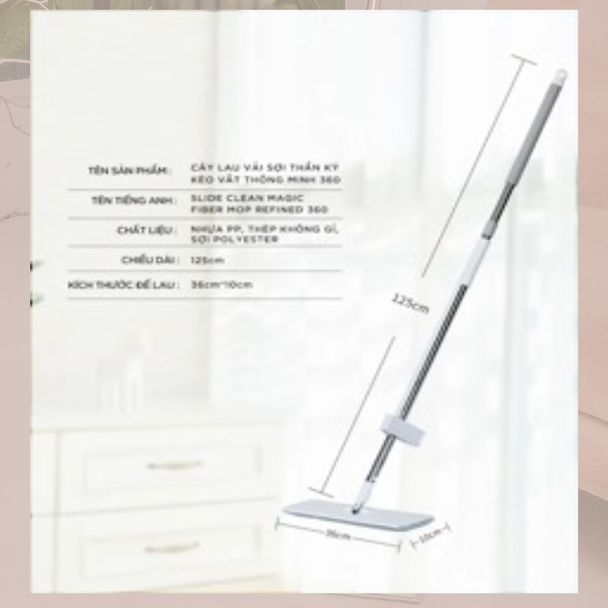 Cây lau nhà tự vắt thông minh sợi microfiber