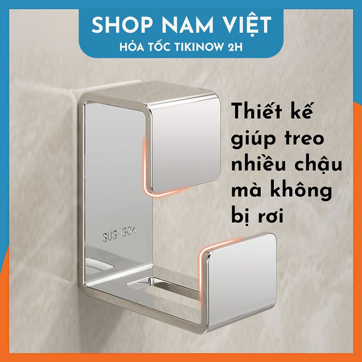 Móc Treo Thau Kiểu Vuông Dán Tường Chắc Chắn