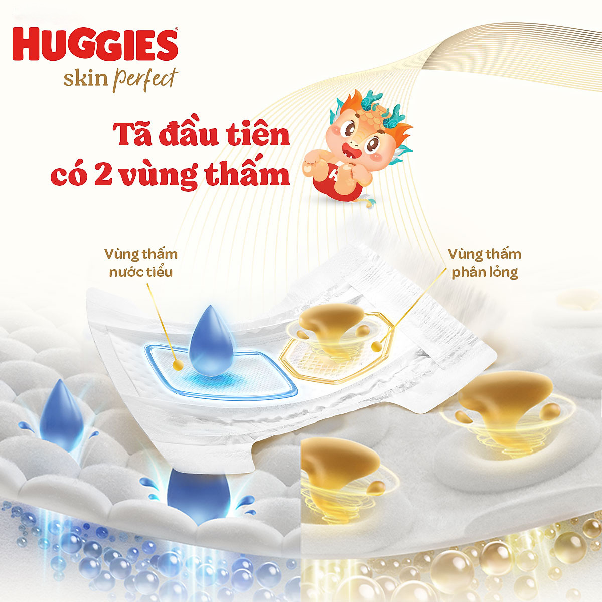 Tã quần Huggies Skin Perfect Mega Jumbo XXL64+4 miếng với 2 vùng thấm giảm kích ứng da
