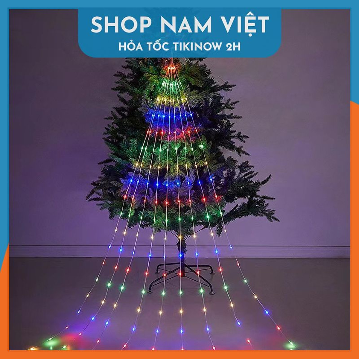 Đèn Ngôi Sao Thả 9 Dây Led Hạt Gạo Trang Trí Ngoài Trời, Treo Cây Thông Giáng Sinh Noel
