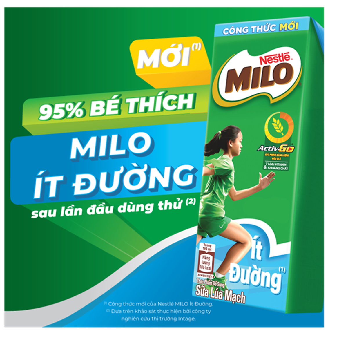 Thùng 48 Hộp Sữa Nestlé Milo Ít Đường (180ml/ Hộp)