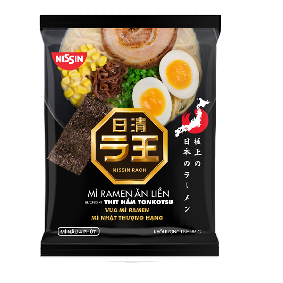 5 GÓI) NISSIN RAOH Mì Ramen Ăn Liền Hương Vị Thịt Hầm Tonkotsu 90g