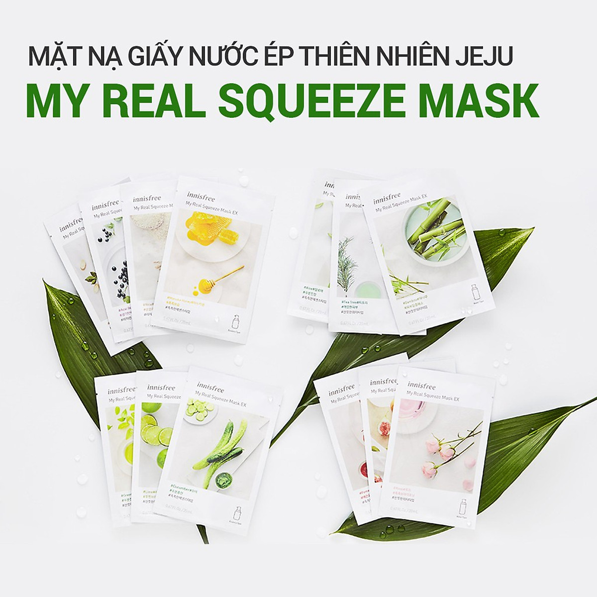 Bộ 20 Mặt nạ giấy dưỡng da Hàn Quốc innisfree Energy Mask 22ml (giao ngẫu nhiên)