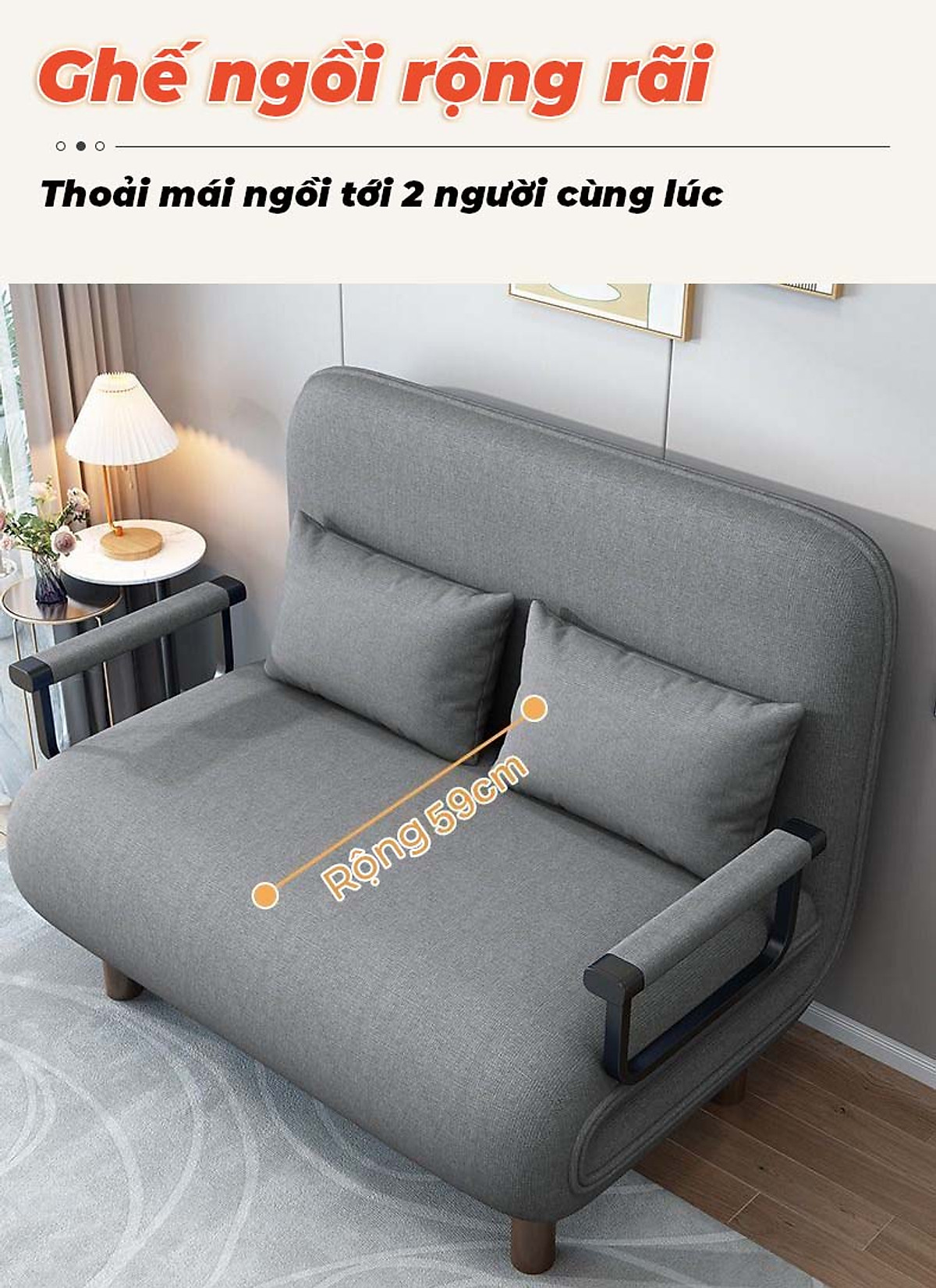 Giường Ghế Sofa Gấp Gọn (TẶNG KÈM 1 GỐI) Cho Văn Phòng, Nhà Khách Chính Hãng NIKITA