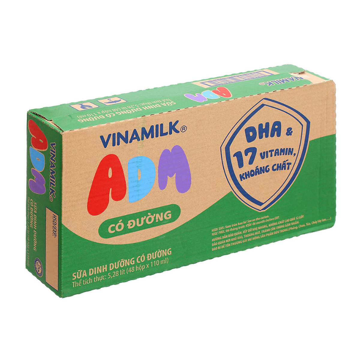 Sữa dinh dưỡng Vinamilk ADM Có Đường - Thùng 48 hộp 110ml