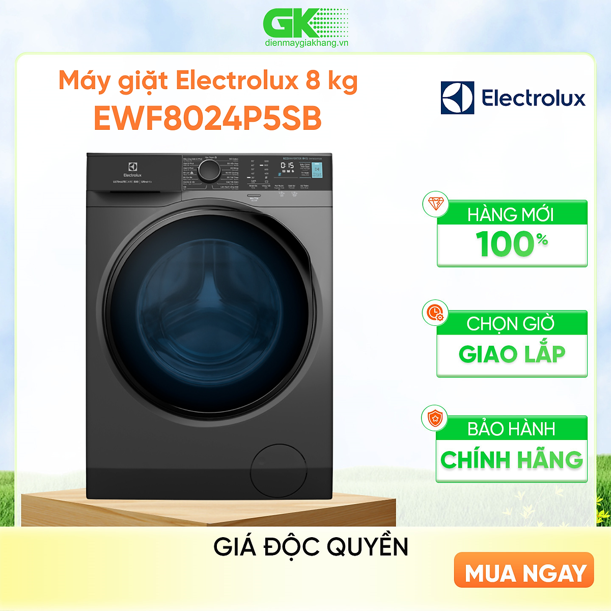 Máy giặt Electrolux Inverter 8 kg EWF8024P5SB - chỉ giao HCM