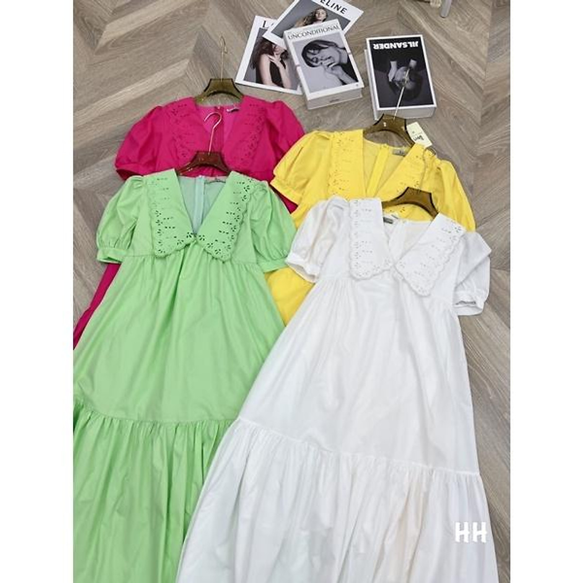 Váy baby doll,váy maxi cổ sen dáng dài