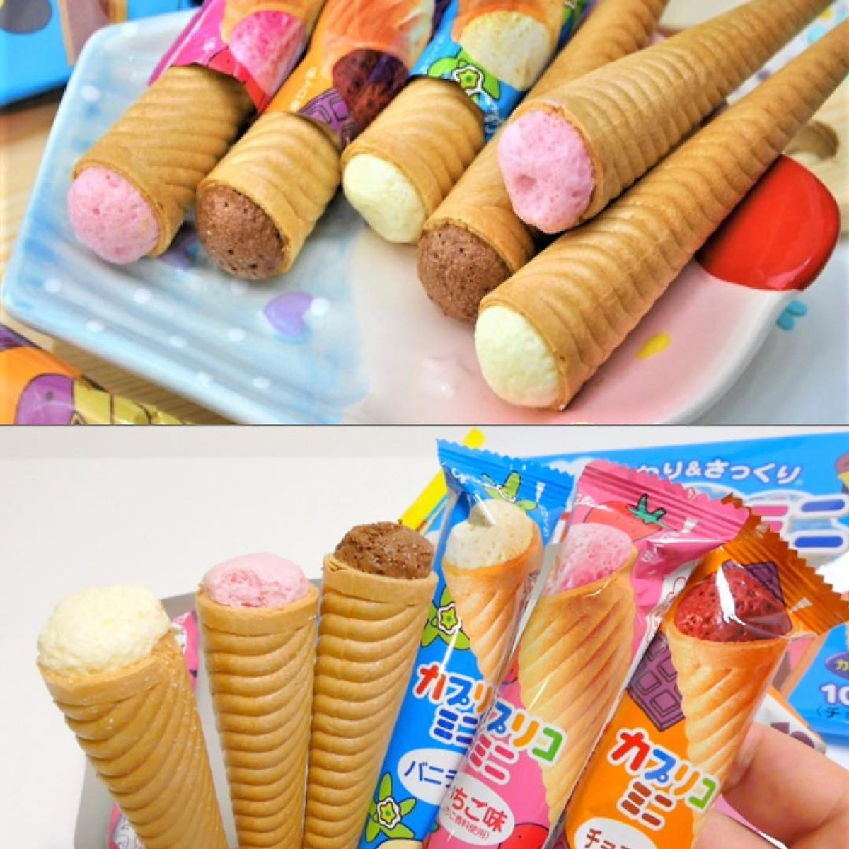 Hộp 10 Bánh Ốc Quế Glico Nhân Kem (Vanilla, Dâu, Chocolate) 87G - Nhập Khẩu  Nhật Bản | Tiki