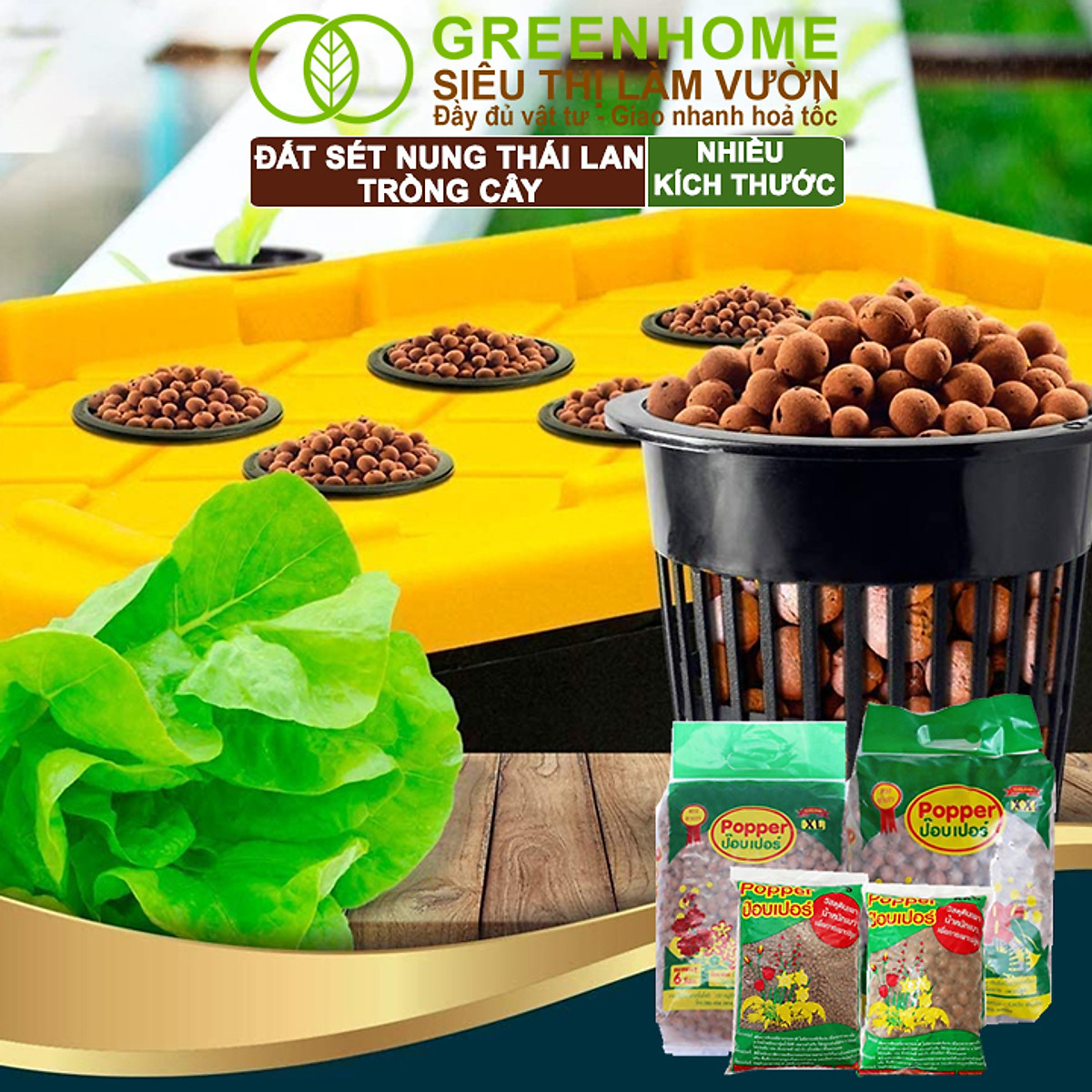 Đất Sét Nung Trồng Cây Greenhome, Bao 6lít, Thái Lan, Trồng Sen Đá, Phong Lan, Sứ, Thuỷ Canh, Chống Mọc Cỏ, Thoáng Khí