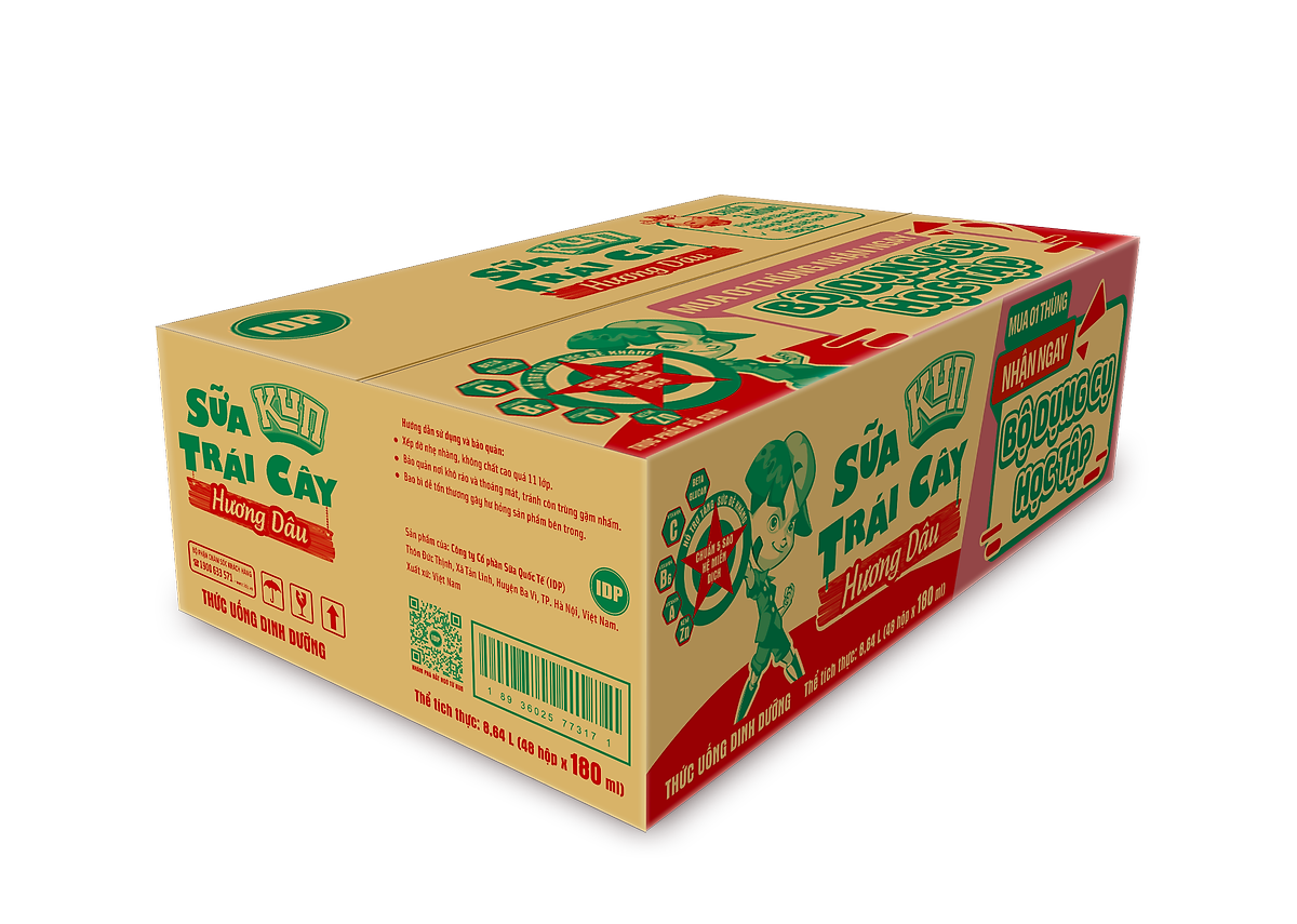 Thùng 48 Hộp Sữa Trái Cây KUN Hương Dâu 180ml/hộp(thẻ cào)