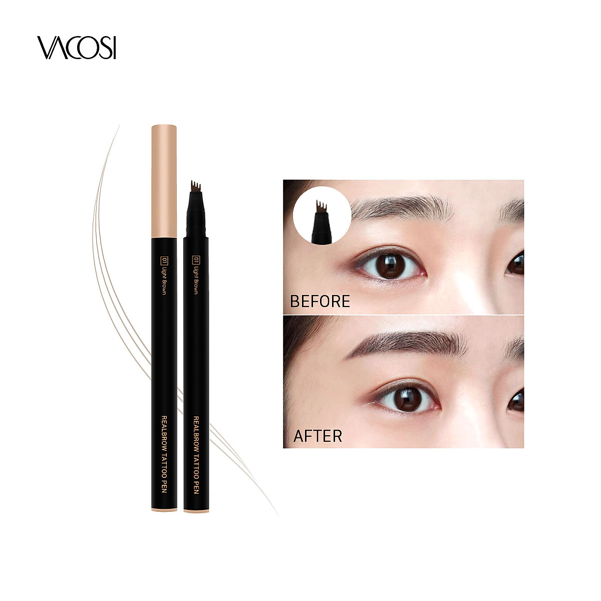 Bút Kẻ Mày Phẩy Sợi VACOSI - REALBROW TATTOO PEN