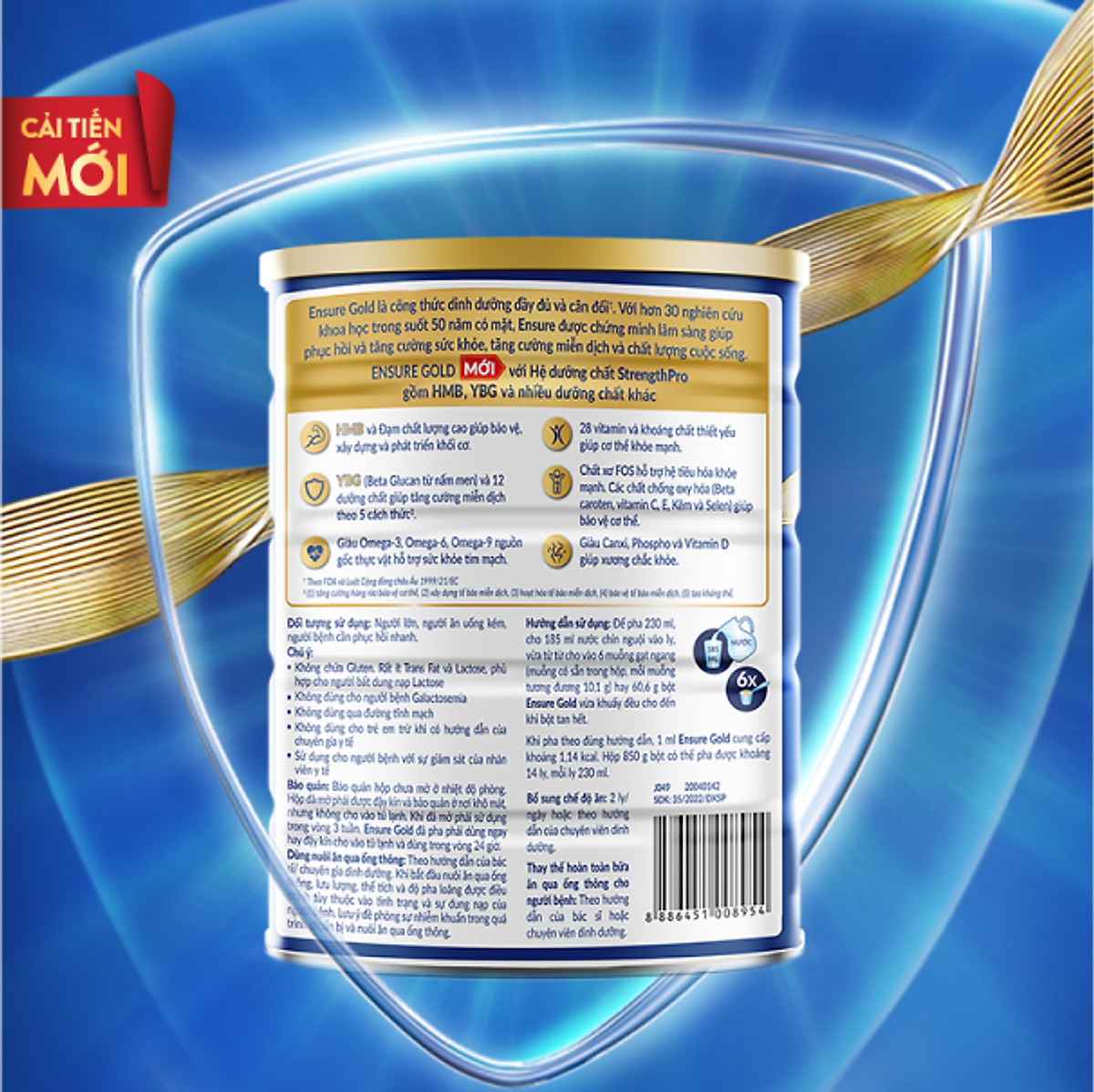 Thực phẩm dinh dưỡng y học: Ensure Gold hương Lúa mạch 850g