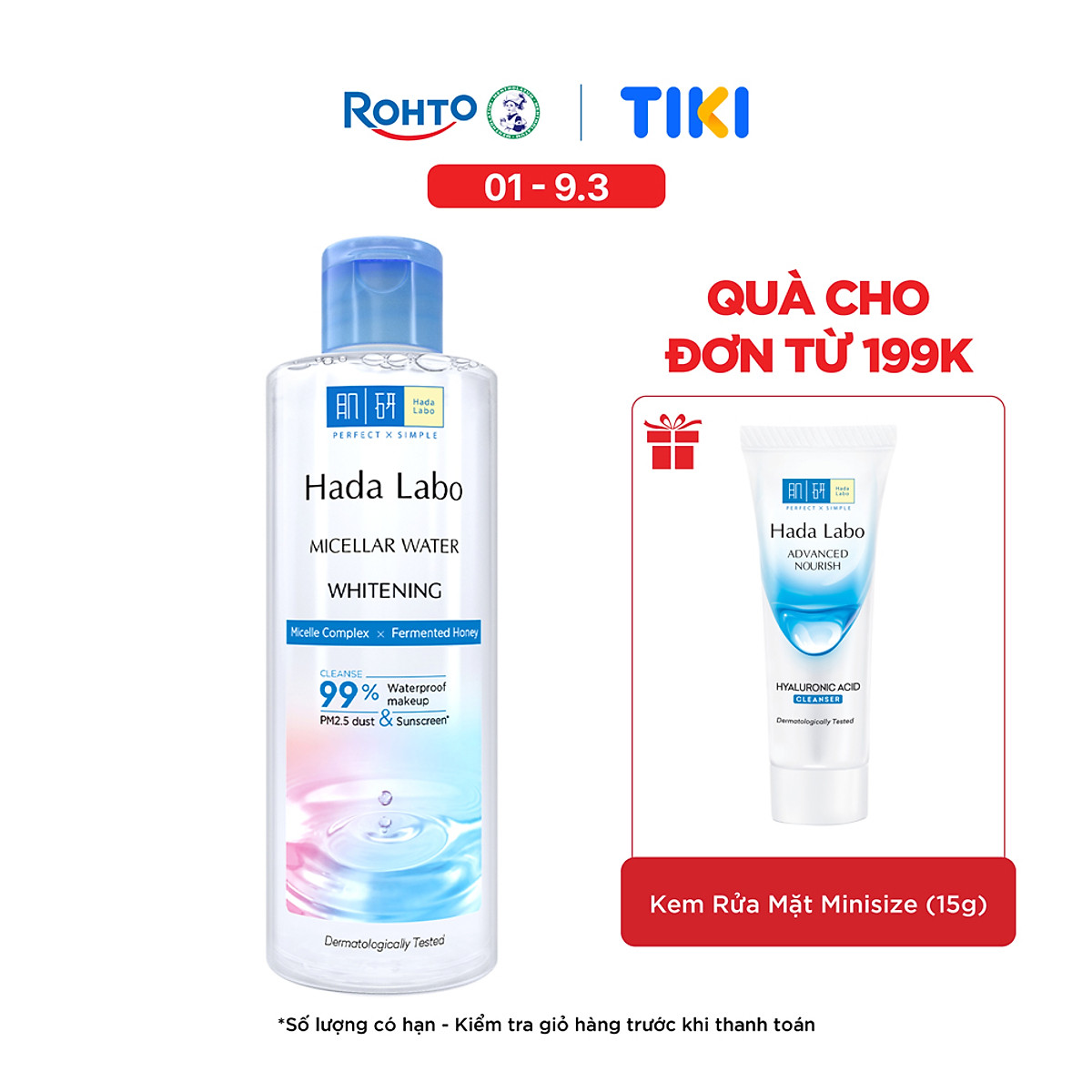Nước tẩy trang sạch sâu dưỡng trắng Hada Labo Micellar Water Whitening 240ml